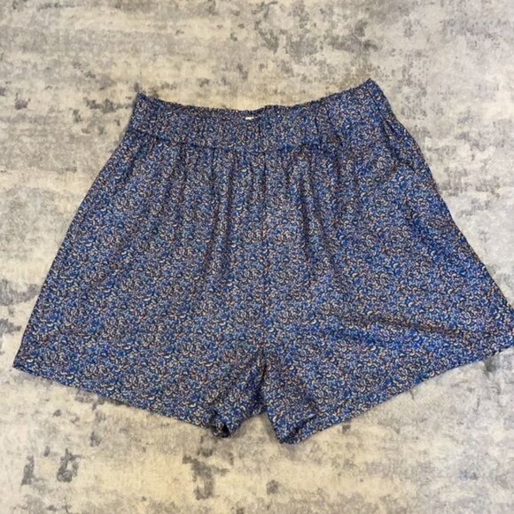 NWT See U Soon Anthropologie Blue Glitter Confetti High Waisted Shorts Sz 4 - Picture 2 of 13